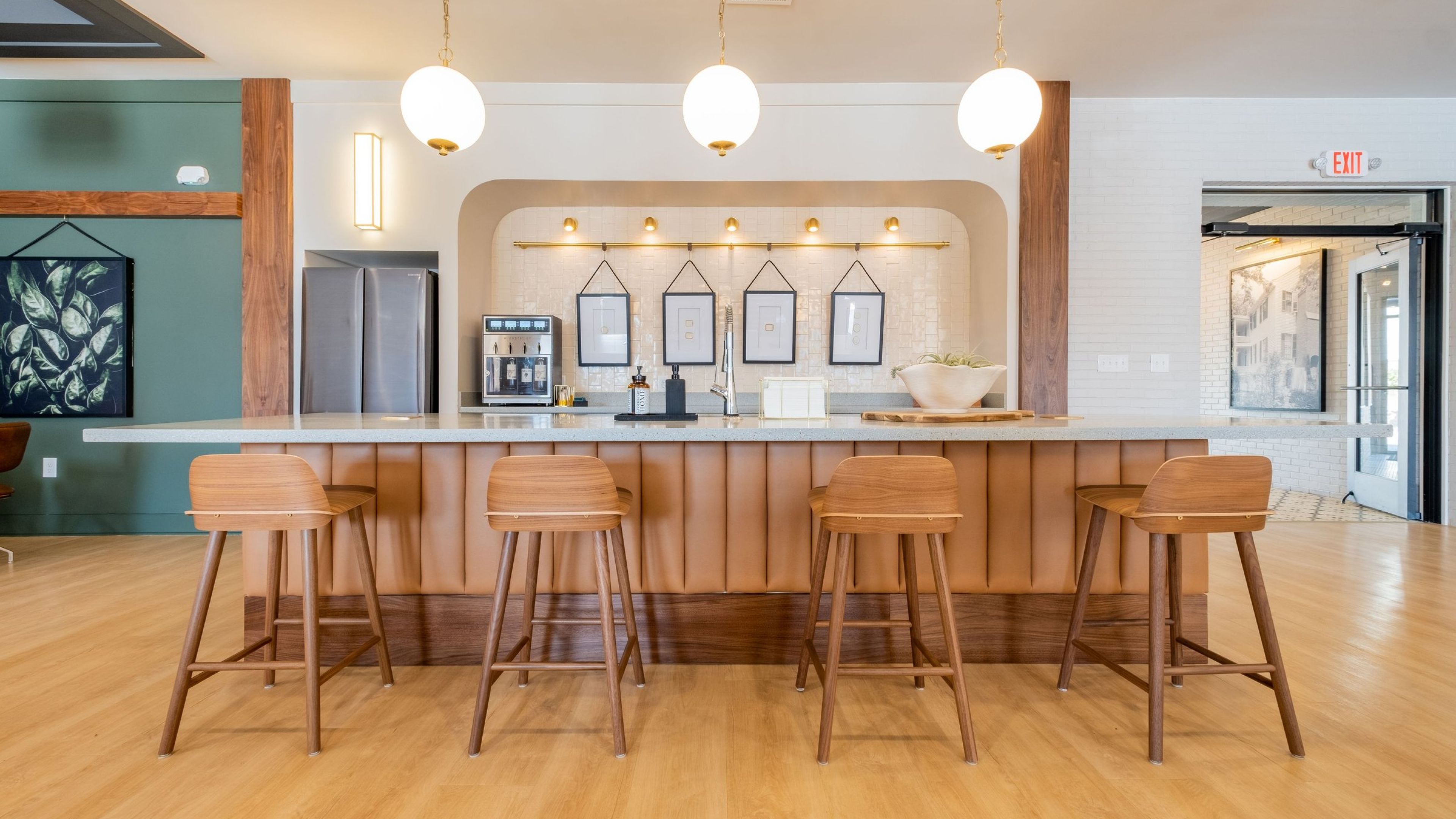 Hawthorne at Holly Springs apartment dining area and kitchen with pendant lighting